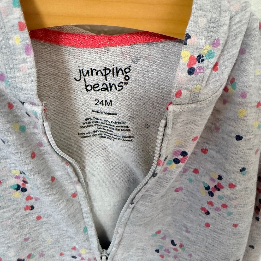 Jumping Beans Gray Hooded Jacket with Heart Print | 24 Months - Picture 4 of 4